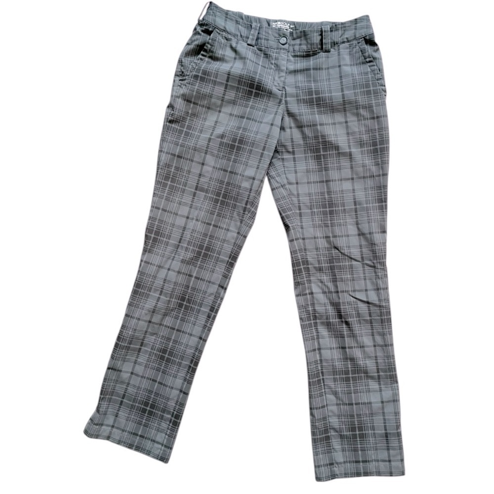 Nike Women's Sz 6 Gray Plaid Golf Tour Performance Golfing Dri-Fit active sports